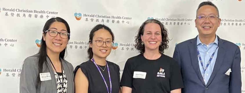 Alice Wang and Daniel Chu of HCHC and Lena Silver of NLSLA stand together at a Public Charge Final Rule press conference